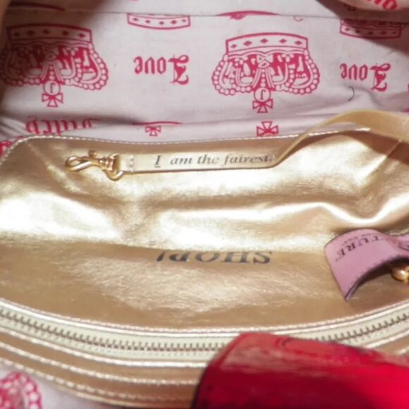 Juicy Couture "Christmas" Red Poinsettia Velour Daydreamer Shoulder Bag Shopper - Picture 6 of 11